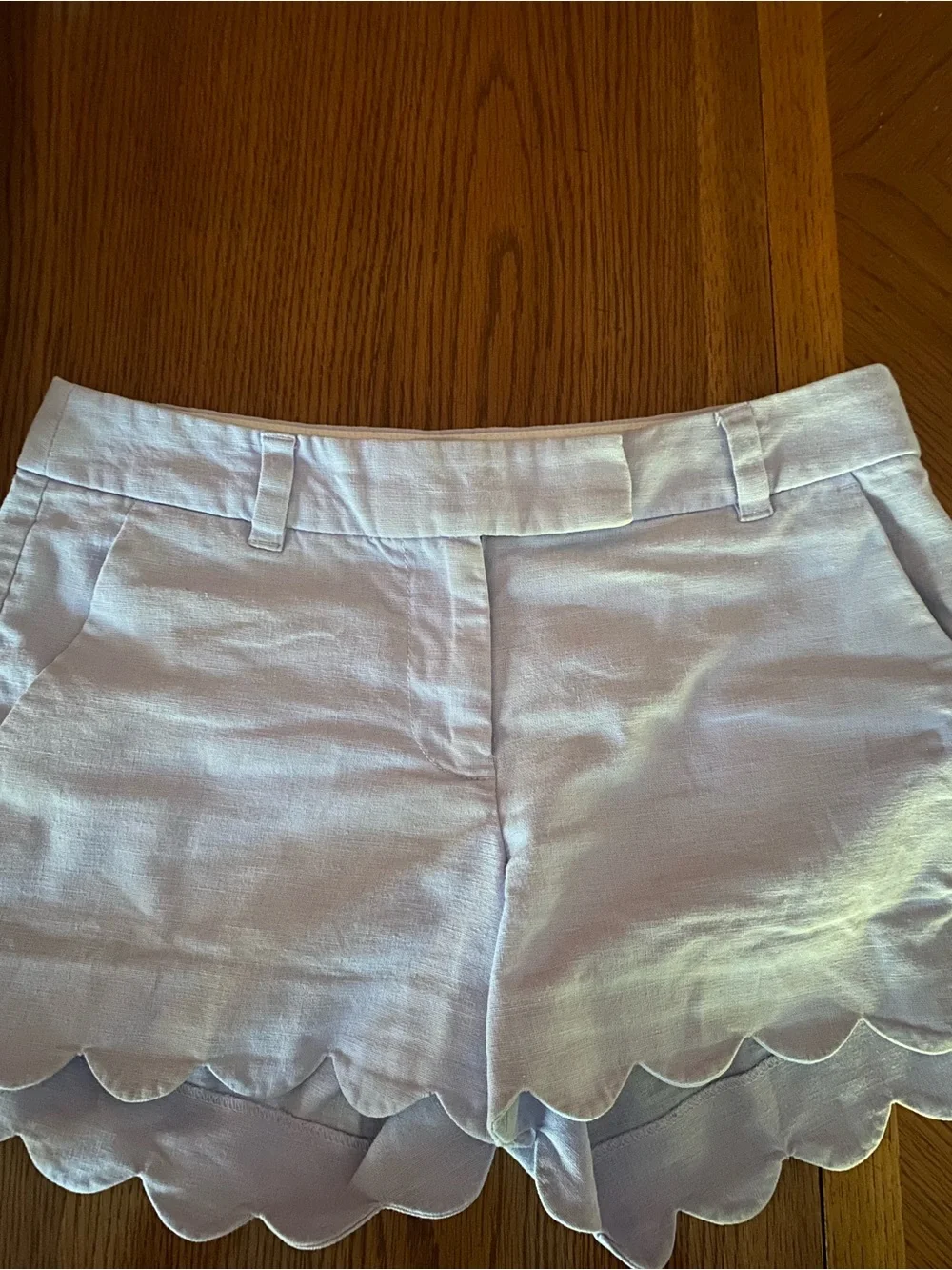 4 pairs of J Crew Scalloped Hem Shorts in multiple colors.